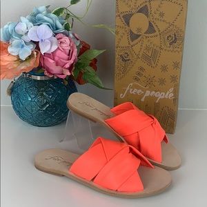 Free People NWT Rio Vista Neon Coral Slide Sandals
